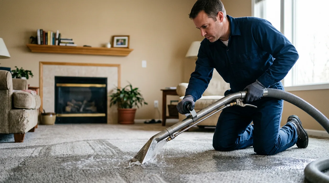 Water damage restoration technician working near Sunnyvale, TX
